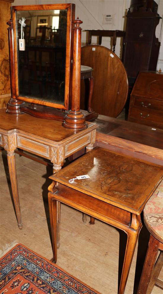 Walnut two-tier table and a Victorian mahogany toilet mirror